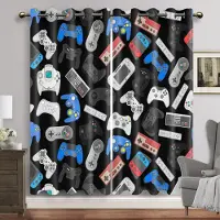 Yiran Furniture Spelgardiner för pojkrum Spelrumsdekor Fönstergardiner Spela tv-spel Fönsterdraperier 2 delar Fri frakt W60H60(CM)x2pcs&Grommet Top