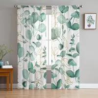 Household supplies MH Eukalyptusväxt Gröna Blad Abstrakt Skira Gardiner för Vardagsrumsdekoration Fönstergardiner Kök Tyll Voile Gardiner W135 x H115cm x1