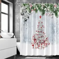 Household supplies MH Tecknad Djur Växt Duschdraperier Blomma Hund Tassavtryck Jul Barn Heminredning Tyg Badgardiner Badrumstillbehör Set 90x180cm-35x70in
