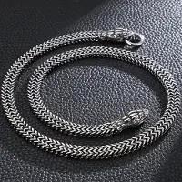 Wucifang Jewelry 8mm Pansarlänk Herrhalsband För Män Gotiskt Rostfritt Stål Ormstil Manligt Halsband 60cm Långt Vikingasmycken