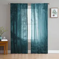 Super Six Lyxiga tyllgardiner Dimma Skogar Gran Djungel Vardagsrum Kök Chiffonggardin Ungdomsrum Skir Golvlång kappa 135W x 160H(cm)
