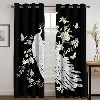 Yiran Furniture 3D Digital utskrift Vintage Påfågel fjäder Med Blomma Morden Lyx Fönster Gardin för Vardagsrum Sovrum Print Gardiner 2st W60H60(CM)x2PCS&Grommet Top