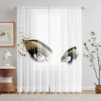Household supplies MH 2 Delar HD Digital Lång Ögonfrans Tryckt Fönsterkappa Heminredningsstil Inreda Vardagsrum Sovrum Stånggardin Eff W52H63inchW132H160cm