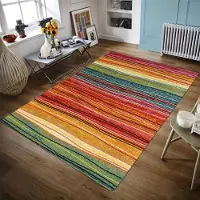 BC-Warm Home Halkfri golvmatta med färgglada ränder Stor områdesmatta Vattentät matta för vardagsrum sovrum kök utomhusdekor matta 50x80cm-20x31in