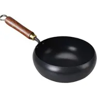 Worry free storage Traditionell Wokpanna i Gjutjärn med Lock och Spatel 24cm Ren Järn Köksredskap 24cm