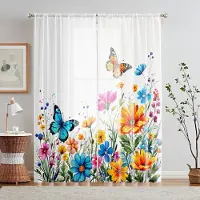 Household supplies MH 2 st HD digitala färgglada fjärilar dansar i buskarna tryckt fönsterskärm heminredningsstil dekoration vardagsrum sovrum W52H63inchW132H160cm