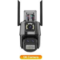 VStarcam 5K HD EU WIFI IP-kamera 9MP 8X Hybridzoom Auto-spårning PTZ-kamera Utomhus Tre linser Dubbel skärm Säkerhetskamera 4K Övervakning 9MP NO Card