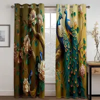 Yiran Furniture Gyllene påfågel öppen skärmgardiner Lyxig vardagsrum sovrum dekorativa gardiner Modern heminredning estetisk stil 2 paneler 135W245H(CM)53x96in&Grommet Top