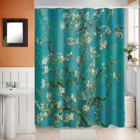Shower curtain Home Decor Lantligt landskap Creek Sten Lotus Buddha Duschdraperi Badrumsgardin Tyg Vattentät polyester Badrumsgardin med krokar 180*180cm