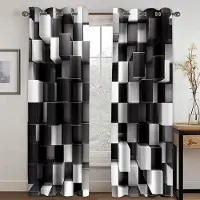 A Family Of Home Textiles Gardiner i modern stil, abstrakta geometriska 3D-tryckta, för sovrum, vardagsrum, kök, persienner, fönster, golv till tak-gardin 2 st (50W130H)x2(CM)&Grommet Top