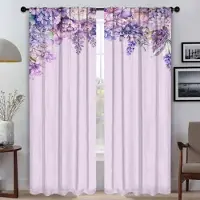 Household supplies MH Eleganta rumsgardiner med små blommor för vardagsrum Halloween-dekoration Avskärmning Tyll för sovrum Mörkläggningsgardiner Persienner W50xH70cmx2pcs-CL