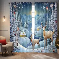 Household supplies MH Gott Nytt År Snölandskap Renfestival Gardiner 3D Juldekoration Vardagsrum Sovrum Draperier Anpassade 50Wx60H(CM)x1Piece&Grommet Top