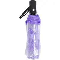 OutsideWorld Automatiskt paraply Multifunktionellt 8 Ribbor Mode Transparent Blommönster Vikbart Reseparaply violett