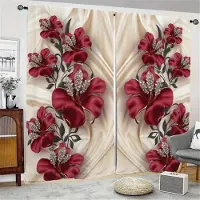 Yiran Furniture 2 st 3D Tredimensionella Gardiner med Blommönster för Vardagsrum Öljetter Topp Fönsterbehandlingsset för Arbetsrum och Heminredning W50H60(CM)x2PCS&Grommet Top gray