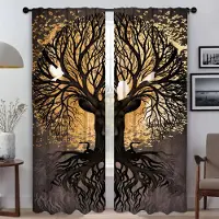 Household supplies MH Livets Träd Mörkläggningsgardin för Rum 2 Paneler Moderna Vardagsrumsgardiner 2 Delar Halloween Dekoration Tyll för Sovrum Barn W50xH70cmx2pcs-CL