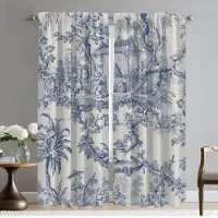 Household supplies MH Toile De Jouy Gardiner Barnrumsgardiner för Sovrum Vardagsrum Gardiner Rullgardiner Halloweendekoration Skiljevägg Kök Elegant W132xH213cmx2pcs-CL