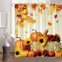 Household supplies MH Höstduschgardiner för badrum Höstpumpaskörd Farmhouse Thanksgiving Halloween duschbadkar med krokar Badrumsinredning 35x70in-90x180cm
