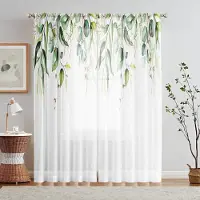 Household supplies MH 2 Delar HD Digital Grön Stort Bladmönster Gardiner Heminredningsstil Inredning Vardagsrum Sovrum Stånggardiner Effekt W52H63inchW132H160cm