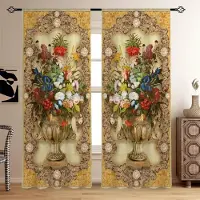 Yiran Furniture Lyx Guld Påfågel Blomma Svan Diamant Fönstergardiner Rullgardiner För Vardagsrum Barn Sovrum Badrum Kök Dörr Heminredning 2 st W65X60H(cm)X2Pcs&Grommet Top brown