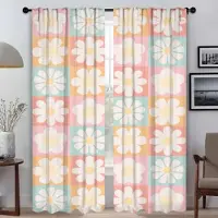 Household supplies MH Mörkläggningsgardiner för vardagsrum Blommiga fönstergardiner för rum 2 paneler avskärmningsgardiner heminredningsgardiner kök eleganta W50xH70cmx2pcs-CL