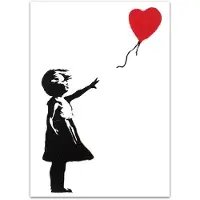 Flechazo poster Banksy Graffitikonst Dukmålning Röd Ballongflicka Måla Svart Vit Väggkonstaffisch Nordiskt vardagsrum Heminredning 70X100cm Unframed