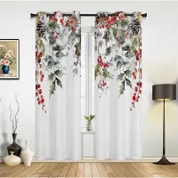 Household supplies MH Julkula Julstjärnetryck Gardiner för Sovrum Vardagsrum Draperier Kök Studierum Fönstergardin Hemdekoration 135W x 60H(cm) x1