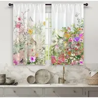 Household supplies MH 2 st. Blommiga Tryckta Gardiner, Kanalfållsfönsterdraperier, Fönsterdekorationer för Sovrum Vardagsrum, Hemdekoration, Rumsdekoration 50W160H(CM)x2Panel&Grommet Top