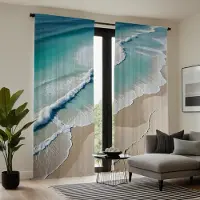 Household supplies MH 2 st HD dekorationsgardin för havsstrand Blå knytband digitaltryckt gardin Heminredningsstil dekoration vardagsrum sovrum ro W52H84inchW132H213cm
