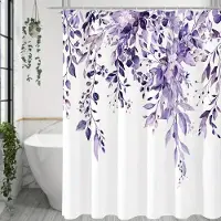 Household supplies MH 1 st Växt Blommig Duschdraperi med Plastkrok - Modern Abstrakt Blommig Design, Chic Badrumsdekoration 90*180cm