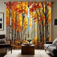 Household supplies MH 2 stycken HD Höstskog lönnlövsgardin Gul knytband digitaltryckt gardin Heminredningsstil Dekorera vardagsrum sovrum W52H84inchW132H213cm