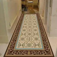 Super Six Lyxiga Långa Mattor för Korridor Löpare Hall Blå Guld Jacquard Matta Vardagsrum Hotell Trappa Matta Halkfri Hem Kök Matta Customized size