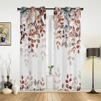 Household supplies MH Löv Växt Blå Grön Gardiner för Sovrum Vardagsrum Draperier Kök Barnrum Fönstergardin Modern Heminredning 135W x 60H(cm) x1