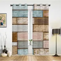 Household supplies MH Färgglada Träbrädor Retro Fönstergardiner Hemdekoration Vardagsrumsgardiner Barnrumsdraperier Cortinas För Kök Sovrum 135W x 60H(cm) x1