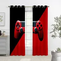 Yiran Furniture 2 ST Teknik Spelkontroll Tryckta Gardiner, Vardagsrum Sovrum Spelrum Dekorativa Gardiner, Mönsteranpassning W50xH140(CM)x2PCS&Rod pocket