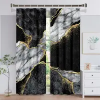 Yiran Furniture 3D Modern Svart Guld Abstrakt Konst Marmor Elegant Design 2 Delar Tunn Skuggning Fönster Draperigardin för Vardagsrum Sovrum Dekor 100W130H(CM)40x51in&Grommet Top