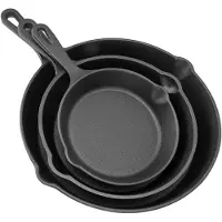 Konnwei 3-delars stekpannsset gjutjärn förhindrar fastbränning multifunktionell mini stekpanna för ägg med långt handtag för L