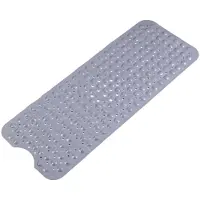 TOMTOP JMS Badrumsduschmatta 40x100cm PVC Halksäker Lång Remsa Duschmattor med Sugkoppar för Hemmet grå