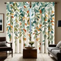 Household supplies MH 2 st HD digital grön färg små fräscha gröna löv gardiner heminredningsstil dekoration vardagsrum sovrum stånggenomföring W52H63inchW132H160cm