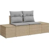 vidaXL Trädgårdsoffset med kudde 8 pcs Beige och Grå