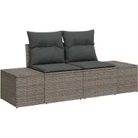 vidaXL Trädgårdsoffset med kudde med lagring 9 pcs Grå Poly rattan