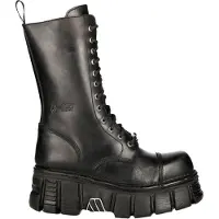 New rock Unisex Metallic Black Techno Biker Boots - M-MILI211C-C1