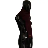 Dolce&Gabbana Kvinnors Mörkröd Cashmere Logotyp Wrap Schaal Stickad Schal