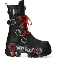 New rock Mid Calf Punk läderstövlar-WALL028B-C1