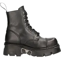 New rock - Militära bikerstövlar i svart läder - M-NEWMILI083-S19