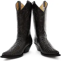 Grinders Cowboy Boots i svart läder - Carolina