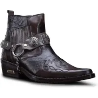 Infinity Leather Herrar Bruna Snakeskin Winklepicker Cowboy Läder Ankelkängor