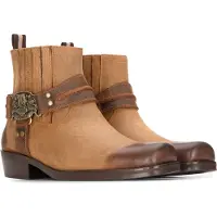 Infinity Leather Cowboy Ankelstövlar i läder för herrar Brown Tan Biker Western Square Toe Hunting Boot