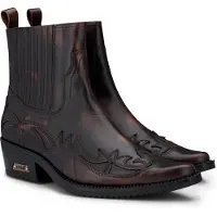 Infinity Leather Svarta/bruna Winklepicker Cowboy Ankelkängor för herrar