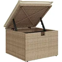 vidaXL Soffgrupp för trädgården med dynor 9 delar beige konstrotting