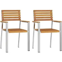 vidaXL Trädgård Stol 2 pcs Olivenatur Massivt Akaciaträ